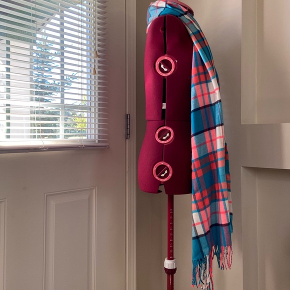 Blue stripe plaid fringed edged soft cashmere feel women scarf. Size Large. Used - Picture 2 of 8